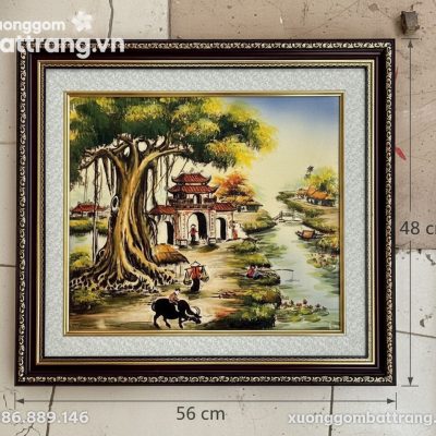 Kích thước Tranh Gốm Sứ Phong Cảnh Làng Quê XG-TR01