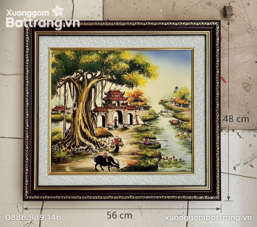 Kích thước Tranh Gốm Sứ Phong Cảnh Làng Quê XG-TR01