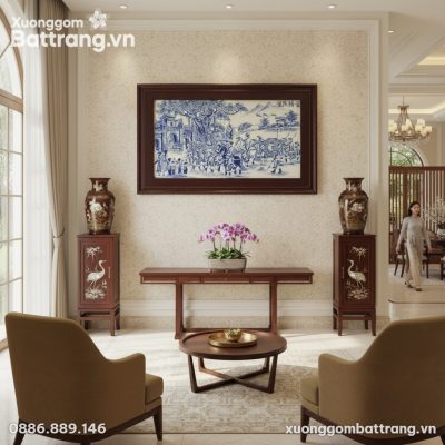 Sảnh đón khách sang trọng của một biệt thự mang...