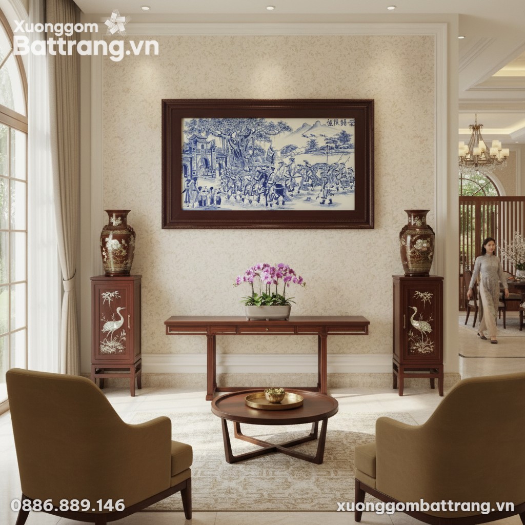 Sảnh đón khách sang trọng của một biệt thự mang...