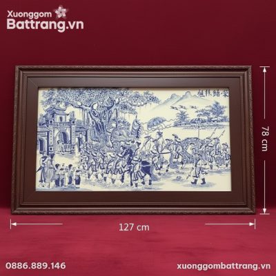 Kích thước Tranh Gốm Sứ Vinh Quy Bái Tổ Bát Tràng XG-TR02
