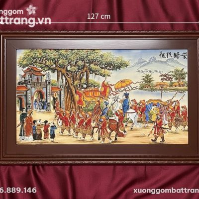 Kích thước Tranh Gốm Sứ Vinh Quy Bái Tổ Men Màu Bát Tràng XG-TR03