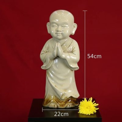 Kích thước Tượng Chú Tiểu Chắp Tay Men Ngọc Rạn XG-TG08