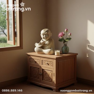 Góc thiền định kiểu Việt Nam với tượng Chú Tiểu...