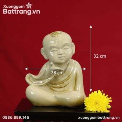 Kích thước Tượng Chú Tiểu Thỉnh An Men Ngọc Rạn XG-TG10