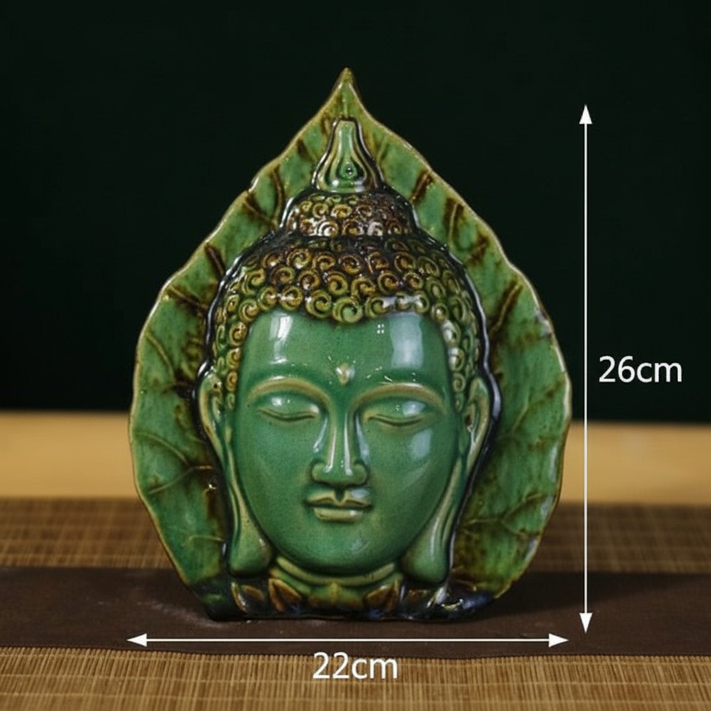 Kích thước Tượng Lá Bồ Đề Mặt Phật Men Ngọc Lục XG-TG16