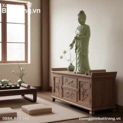 Trang trọng: Bức tượng Phật A Di Đà men ngọc ca...