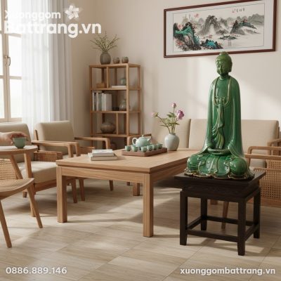 Một bức tượng Phật men ngọc lục Bát Tràng cao 6...