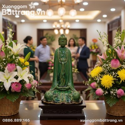 Một bức tượng Phật men ngọc lục Bát Tràng cao 6...
