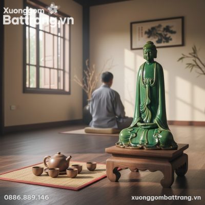 Trong một không gian thiền định hoặc phòng trà ...