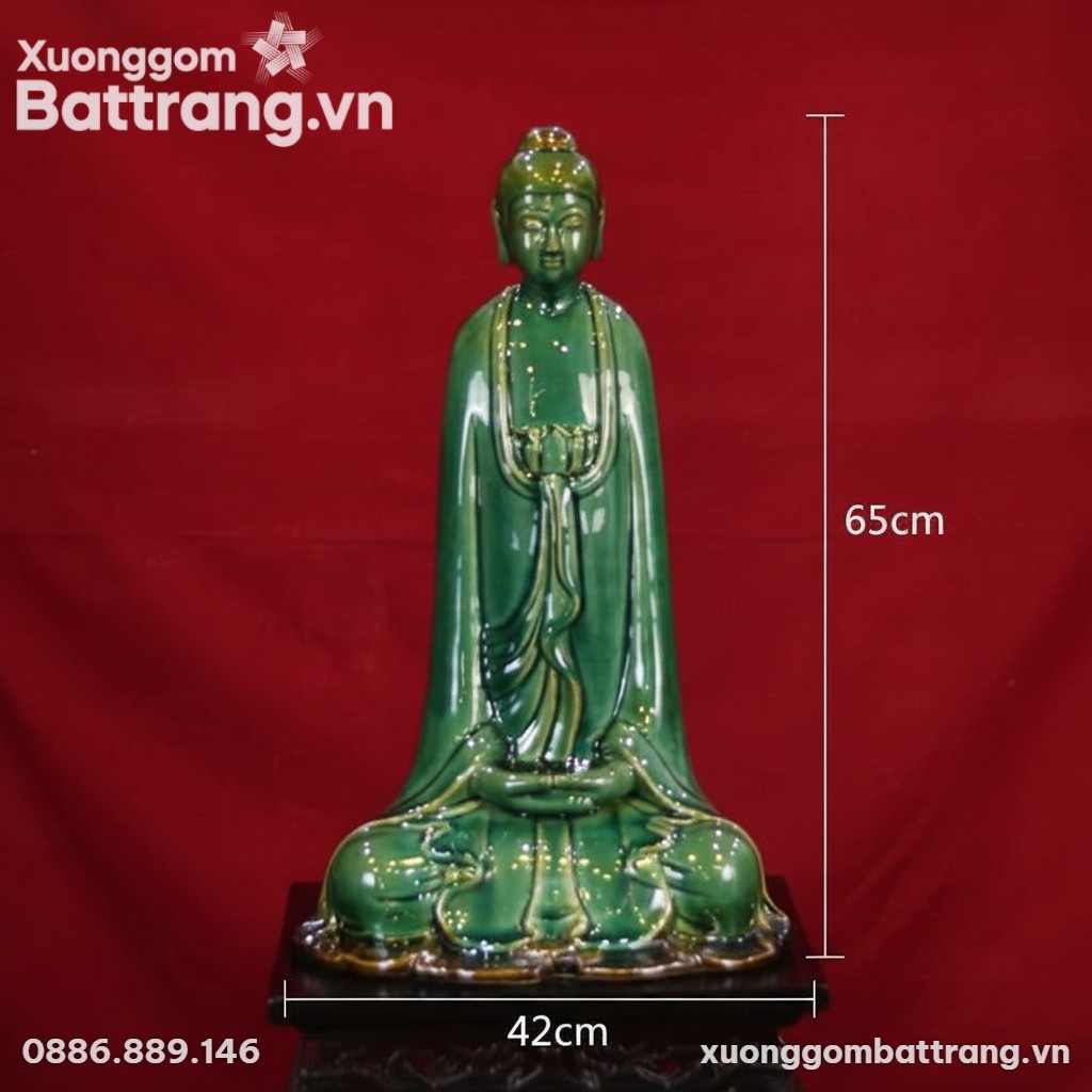 Kích thước Tượng Phật An Nhiên Men Ngọc Lục Bát Tràng XG-TG02