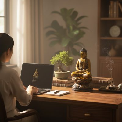 Bàn làm việc tại gia thanh lịch ở Việt Nam, tượ...