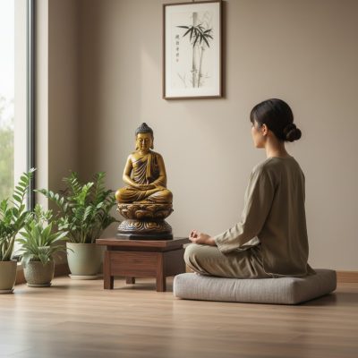 Góc thiền định tĩnh lặng trong ngôi nhà hiện đạ...