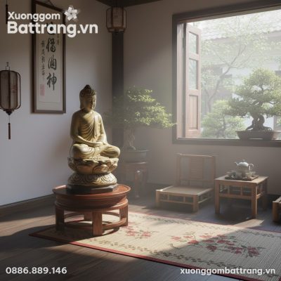 Tượng Phật Bổn Sư Men Ngọc Rạn Bát Tràng cao 41...