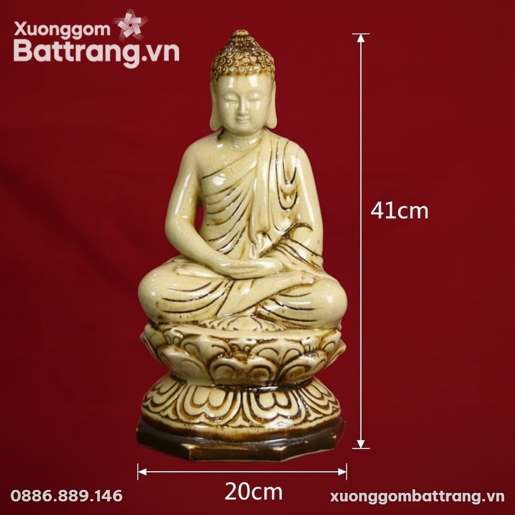 Kích thước Tượng Phật Bổn Sư Men Ngọc Rạn Bát Tràng XG-TG12