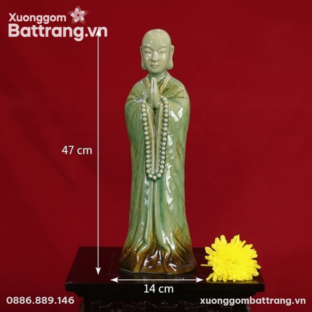 Kích thước Tượng Phật Hoàng Trần Nhân Tông Men Xanh Ngọc XG-TG07