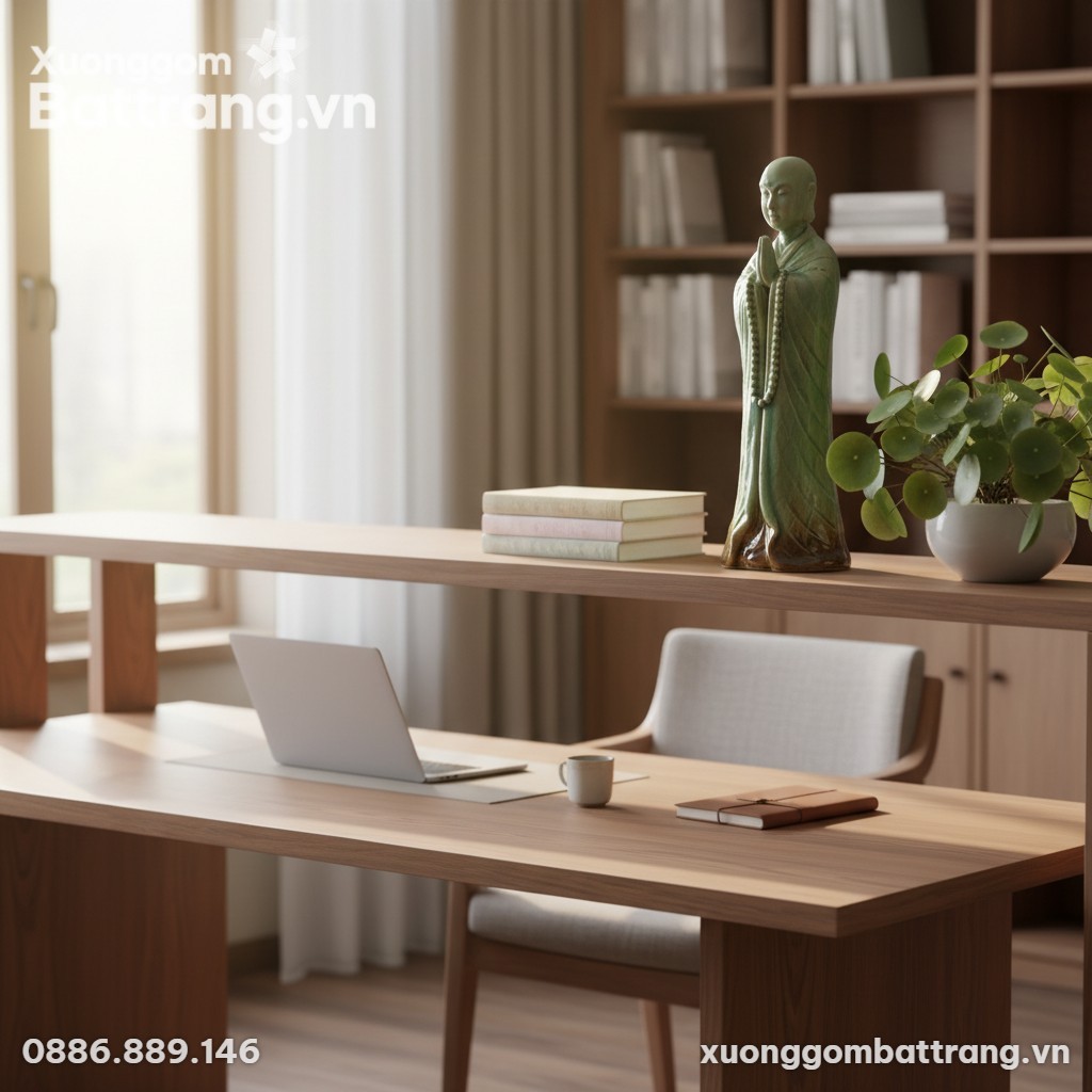 Tượng Phật Hoàng Trần Nhân Tông men xanh ngọc c...