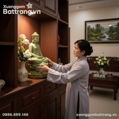 Người phụ nữ Việt nam mặc pháp phục đang nhẹ nh...