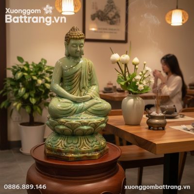 Tượng Phật Thích Ca men xanh ngọc cao 41cm đặt ...