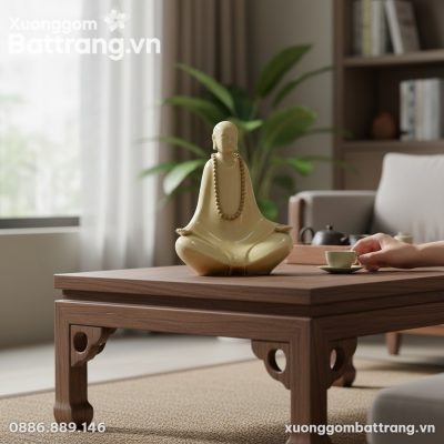 Tượng Phật Thiền Định men rạn 45cm đặt trang tr...