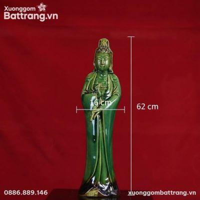 Kích thước Tượng Quan Âm Bồ Tát Men Ngọc Lục Bát Tràng XG-TG05