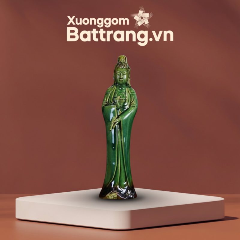 Tượng Quan Âm Bồ Tát men ngọc lục Bát Tràng
