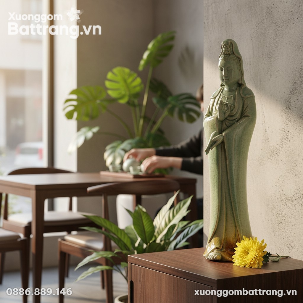 Trong nhà hàng chay Việt Nam, tượng Quan Âm men...