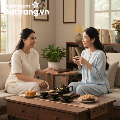 Bộ trà men hỏa biến Bát Tràng thưởng trà tại gia