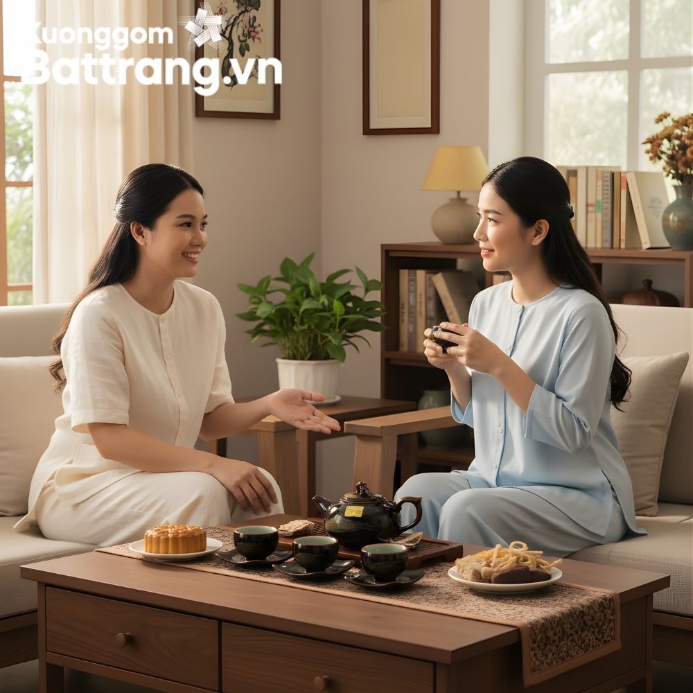 Bộ trà men hỏa biến Bát Tràng thưởng trà tại gia