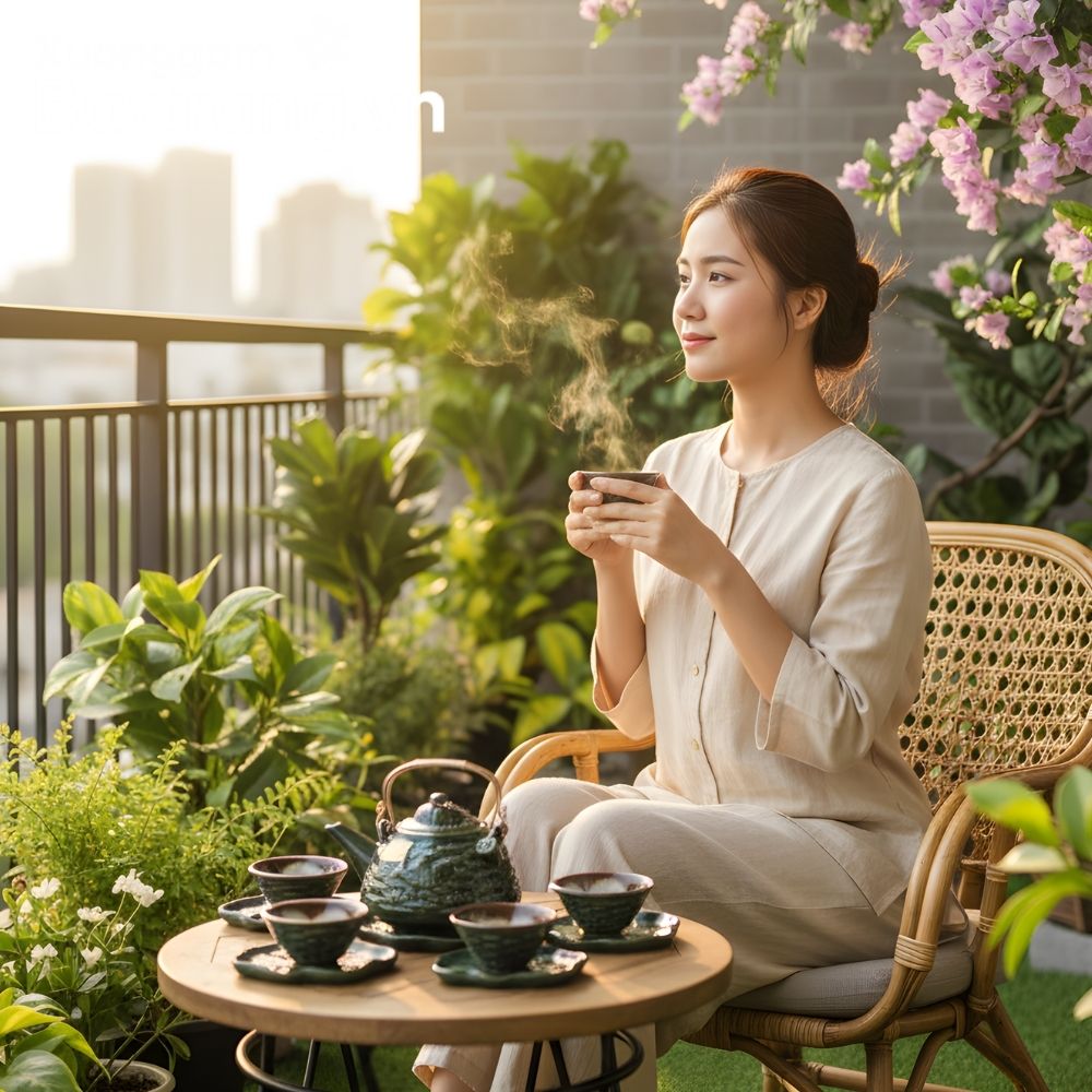 Bộ ấm chén men hỏa biến thưởng trà tại nhà