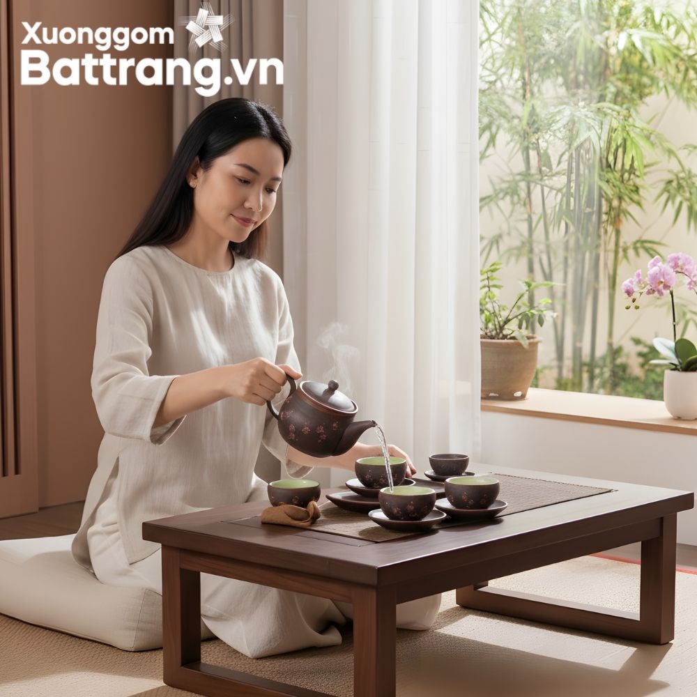 Ấm tử sa gốm sứ Bát Tràng