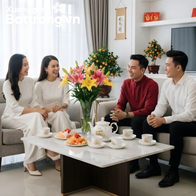 Bộ trà sứ trắng vẽ Thuận buồm xuôi gió vàng kim