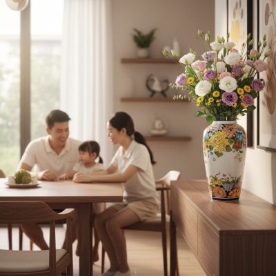 Một gia đình Việt Nam trẻ tuổi đang quây quần b...