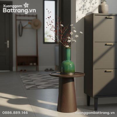 Một bình hoa gốm sứ Bát Tràng men ngọc bích (ca...