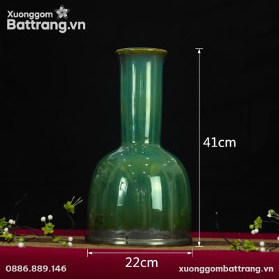 Kích thước Bình hoa “dáng đầm” men hoả biến xanh ngọc XG-LH10