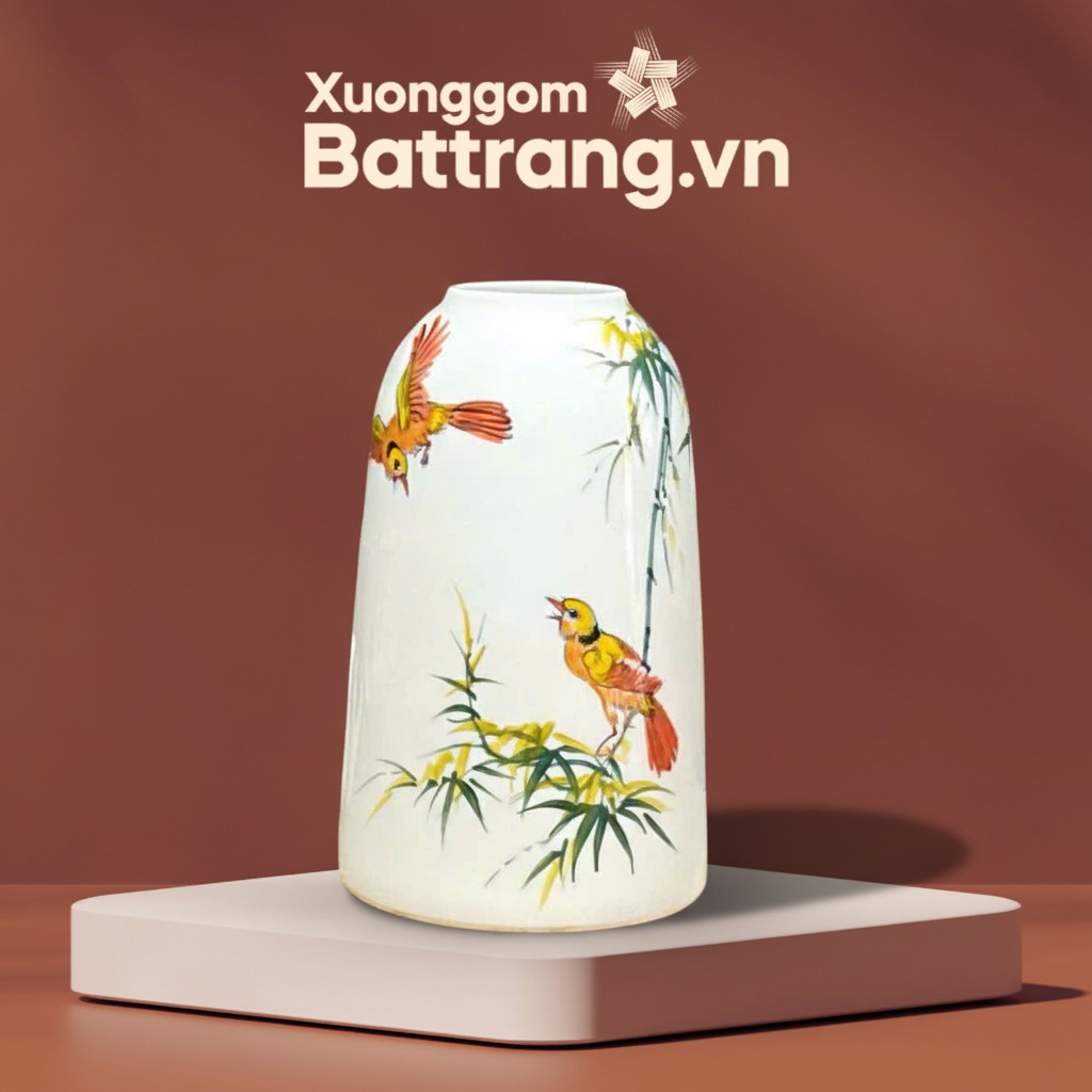 Bình Hoa Dáng Chuông Vẽ Chim Tre Bát Tràng XG-LH24