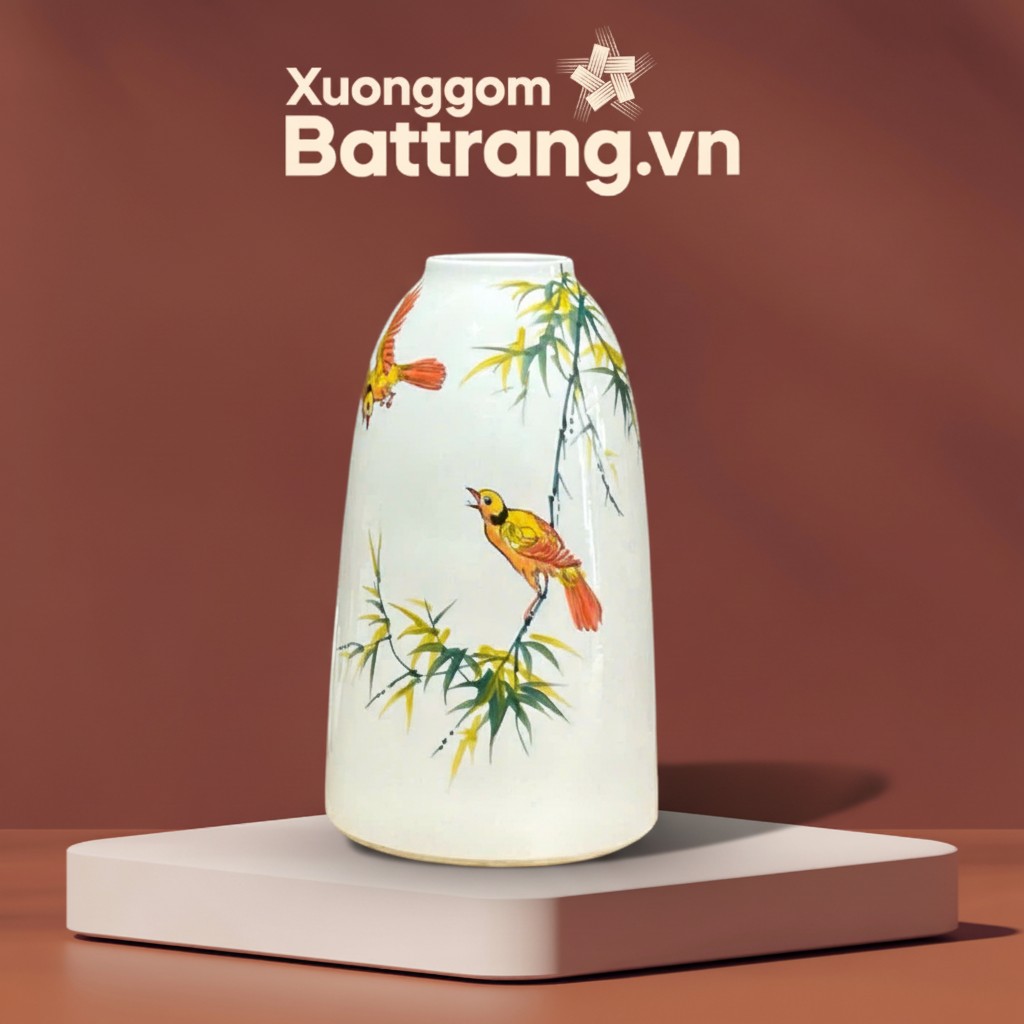 Bình Hoa Dáng Chuông Vẽ Chim Tre Bát Tràng XG-LH25