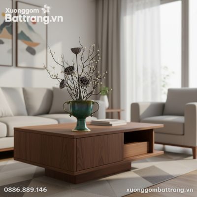 Bình hoa men hỏa biến xanh ngọc (cao 25cm) đặt ...