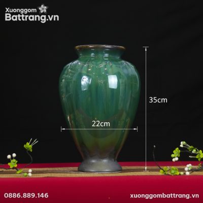 Kích thước Bình hoa “dáng thạp” men hoả biến xanh ngọc XG-LH14