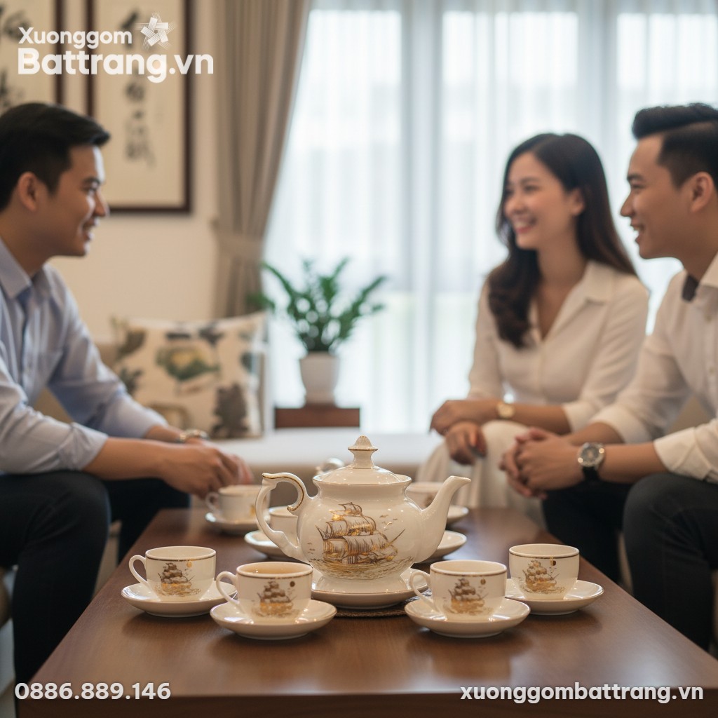 Cảnh một buổi gặp gỡ thân mật tại nhà riêng ở V...