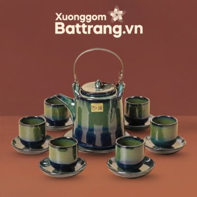 Bộ Trà Bát Tràng Men Hỏa Biến Xanh Rêu Quai Đồng XG-AC06 - Ảnh đại diện