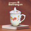 Cốc Sứ Có Nắp Họa Tiết Hoa Đào Men Trắng XG-LS04 - Ảnh đại diện