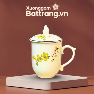 Cốc Sứ Dáng Ngọn Lửa Có Nắp Vẽ Hoa XG-LS07 - Ảnh đại diện