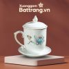 Cốc Sứ Trắng Họa Tiết Hoa Sen Xanh Viền Vàng Kèm Đĩa Lót XG-LS03 - Ảnh đại diện