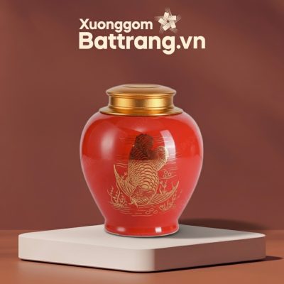 Hộp Đựng Trà Họa Tiết Kim Long Men Đỏ XG-HDT10 - Ảnh đại diện
