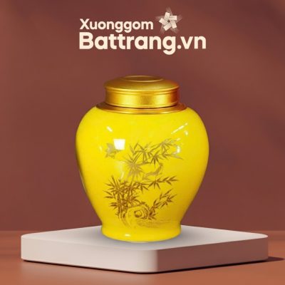 Hộp Đựng Trà Họa Tiết Trúc Cây Trúc Men Vàng XG-HDT09 - Ảnh đại diện