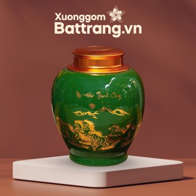 Hũ Trà Họa Tiết Mã Đáo Thành Công Vẽ Vàng Kim Men Xanh Lục XG-HDT01 - Ảnh đại diện