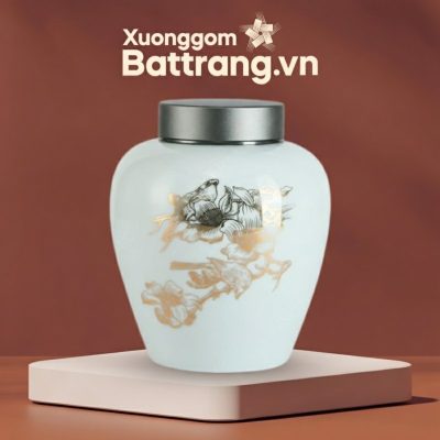 Hũ Trà Vẽ Chim Hoa Vàng Kim Men Trắng XG-HDT11 - Ảnh đại diện