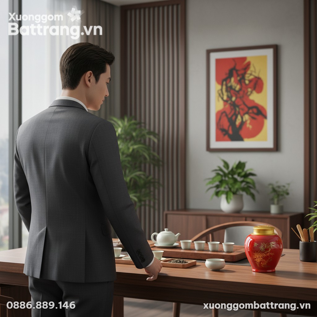 Một người đàn ông lịch lãm mặc vest đang chiêm ...