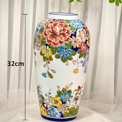 Kích thước Lọ Hoa Bát Tràng Vẽ Tay Hoa Đa Sắc Dáng Vò Cao XG-LH21